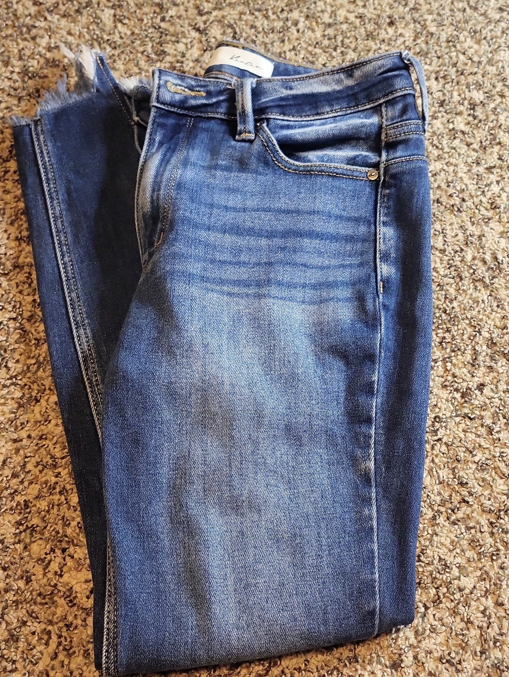KanCan Dark Blue Skinny Jeans with Faded Whiskering